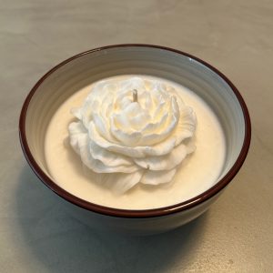 White Peony | Green Ceramic Bowl